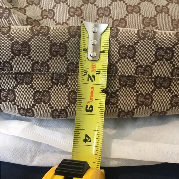 Vintage Authentic GG Pattern Leather Trim Large Gucci Tote Bag - Picture 14 of 15